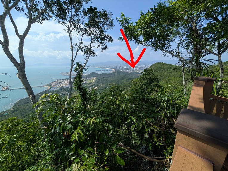 The arrow points roughly to where our apartment building is