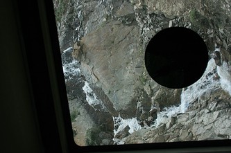 Stupid sticker on the window got in the way, but this was a tiny stream we crossed